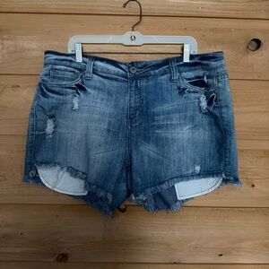 Ashley Stewart Blue Distressed Jean Shorts